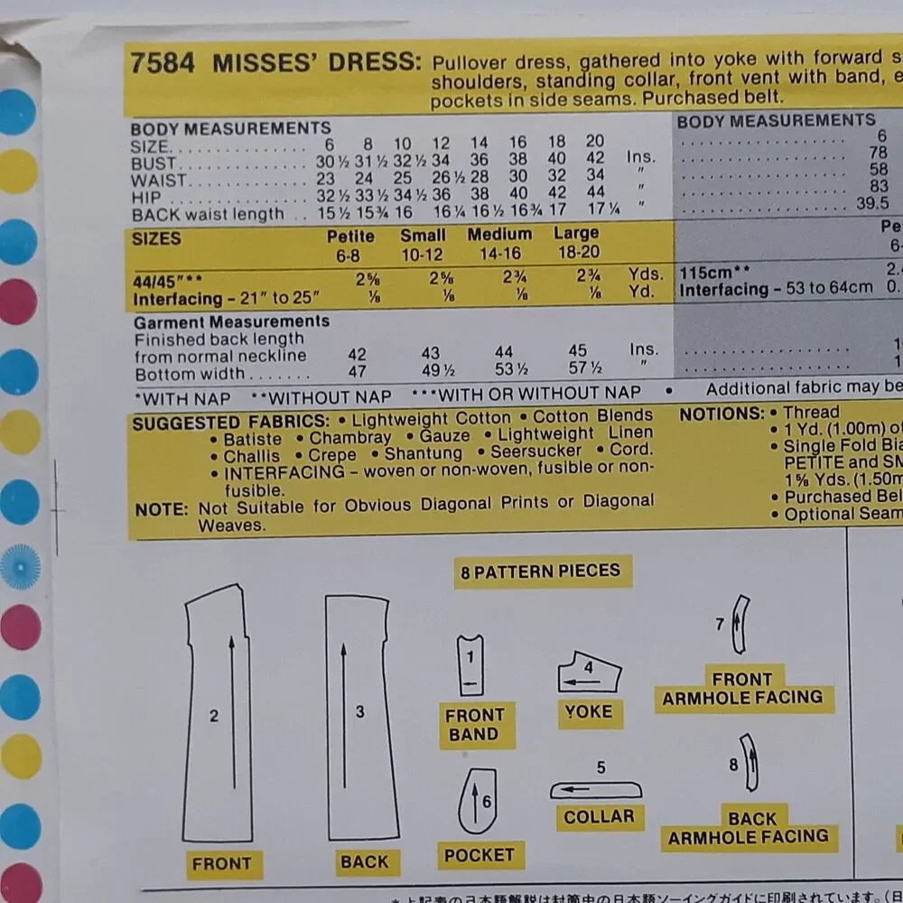 NEW Vintage McCalls Sewing Pattern 7584 Pullover Dress Pockets All Sizes 6-20